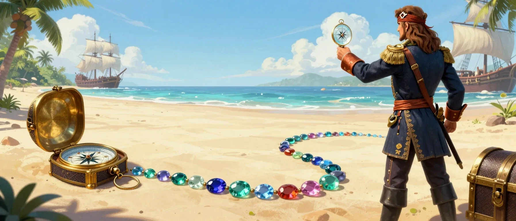 Cherry Casino account activity represented by gemstones, a compass and an open chest